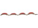 VINTAGE STERLING SILVER BRACELET WITH CORAL STONES. A vintage sterling silver bracelet with Image - 3