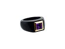 14K GOLD AND AMETHYST STONE JEWELRY RING IN BOX. A 14K Gold jewelry ring. The ring is encrusted Image - 1