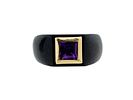 14K GOLD AND AMETHYST STONE JEWELRY RING IN BOX. A 14K Gold jewelry ring. The ring is encrusted Image - 2