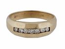 14K GOLD CRESCENT RING WITH SEVEN DIAMONDS. An elegant 14k gold crescent band ring with a row of Image - 1