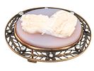 RUSSIAN 14K GOLD CAMEO BROOCH WITH DIAMONDS IOB. A Russian 14K gold cameo brooch with diamonds. Image - 2