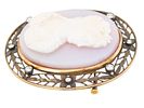 RUSSIAN 14K GOLD CAMEO BROOCH WITH DIAMONDS IOB. A Russian 14K gold cameo brooch with diamonds. Image - 3