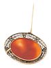 RUSSIAN 14K GOLD CAMEO BROOCH WITH DIAMONDS IOB. A Russian 14K gold cameo brooch with diamonds. Image - 5