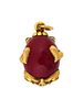 RUSSIAN 14K GOLD PURPURIN EMERALD FROG EGG PENDANT. A Russian hand carved Purpurin stone Easter Image - 2