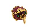 RUSSIAN 14K GOLD PURPURIN EMERALD FROG EGG PENDANT. A Russian hand carved Purpurin stone Easter Image - 3