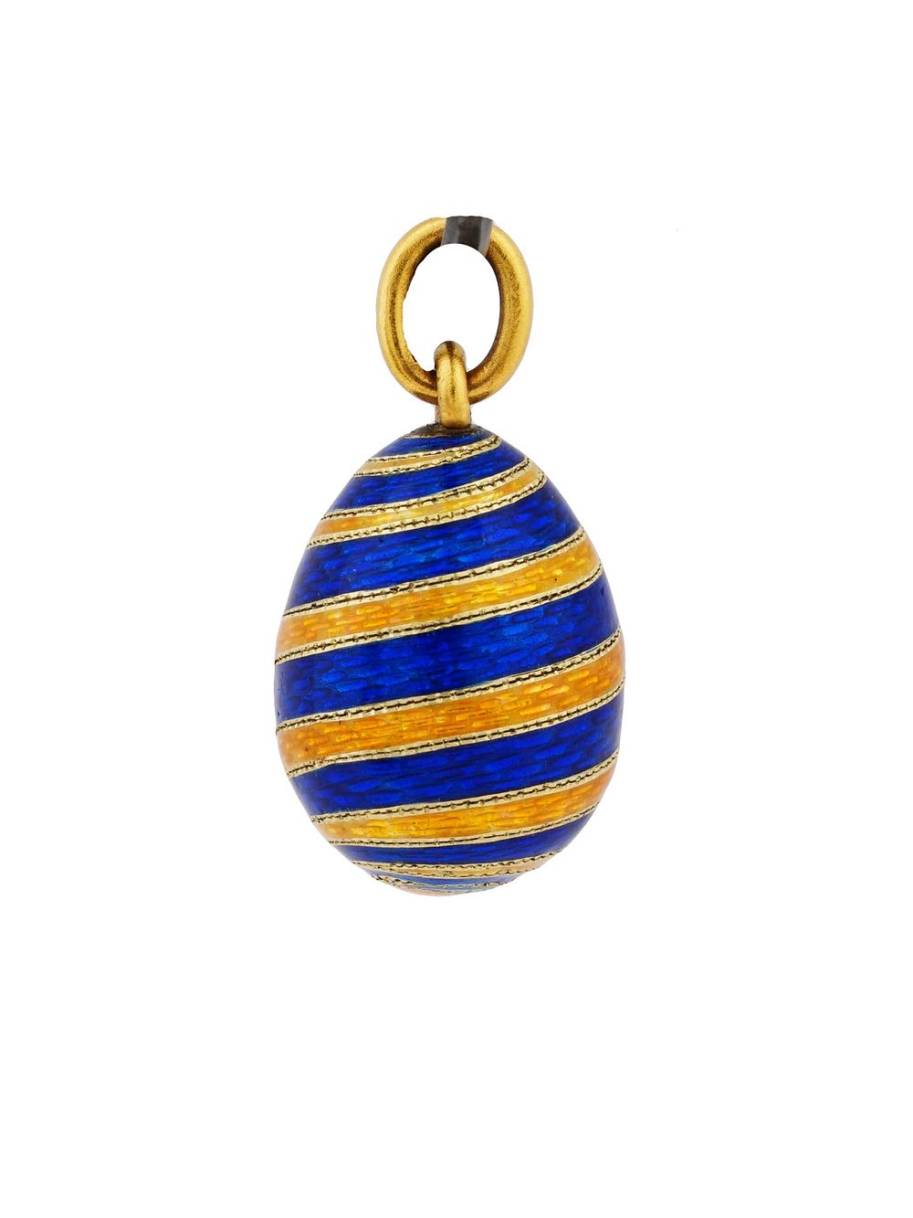 RUSSIAN ST PETERSBURG 14K GOLD ENAMEL EGG PENDANT. A Russian St. Petersburg, 1898 to 1904, 14K 