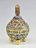 RUSSIAN SILVER CLOISONNE ENAMEL ST PETERSBURG BOX. A Russian gilt silver trinket box. Globe Image - 1