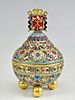 RUSSIAN SILVER CLOISONNE ENAMEL ST PETERSBURG BOX. A Russian gilt silver trinket box. Globe Image - 2