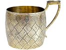 19TH C RUSSIAN TEA GLASS HOLDER TROMPE-L'OEIL OVCHINNIKOV. An antique 19th century Russian gilt Image - 1