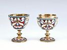 RUSSIAN 84 GILT SILVER SHADED ENAMEL EASTER EGG. A Russian gilt silver shaded enamel Easter egg Image - 1