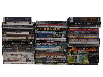 COLLECTION OF 57 DVD MOVIES MUSIC AND VIDEO GAMES. A collection of 57 DVD disks including movies