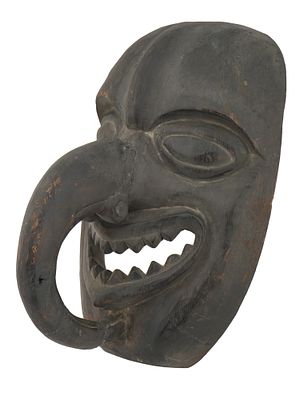 NORTHWEST COAST HAIDA ESKIMO DANCE CARVED WOOD MASK. A Northwest Coast Haida Eskimo dance carved