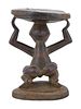 AFRICAN CONGO LUBA PEOPLE WOODEN CEREMONIAL STOOL. African hand carved wooden ceremonial stool Image - 3