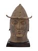 WEST AFRICAN NIGERIAN BENIN YORUBA BRONZE HEAD FIGURE. An Yoruba cast bronze warrior head figure Image - 1