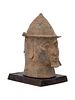 WEST AFRICAN NIGERIAN BENIN YORUBA BRONZE HEAD FIGURE. An Yoruba cast bronze warrior head figure Image - 2
