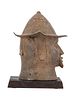WEST AFRICAN NIGERIAN BENIN YORUBA BRONZE HEAD FIGURE. An Yoruba cast bronze warrior head figure Image - 3