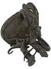 WEST AFRICA BENIN CAST BRONZE HELMET MASK. A cast bronze helmet mask from Benin, Nigeria, West Image - 4