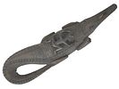 VINTAGE AFRICAN IVORY COAST WOODEN CROCODILE SCULPTURE. A vintage African Ivory Coast carved Image - 3