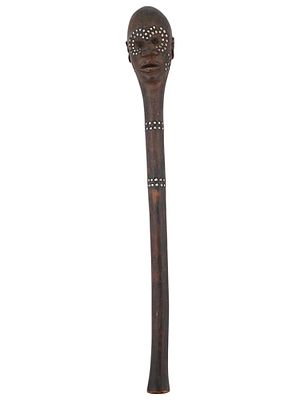 VINTAGE CARVED SANDALWOOD SCULPTURED CLUB. A vintage carved sandalwood sculptured club.