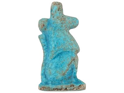 ANCIENT EGYPTIAN FAIENCE BABOON GOD AMULET PENDANT. An ancient Egyptian Late Period faience