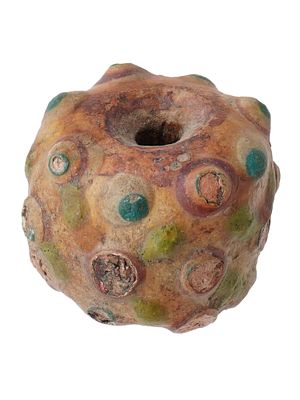 ANCIENT PHOENICIAN RAISED EYES TERRACOTTA BEAD. An ancient Phoenician painted terracotta bead.