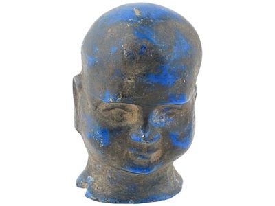 ANCIENT EGYPTIAN HAND CARVED LAPIS LAZULI HEAD 300 BC. An ancient Egyptian hand carved of lapis