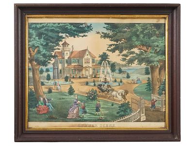 VINTAGE AMERICAN LITHOGRAPH BY CHARLES BROTHERS. A vintage American hand colored lithograph by