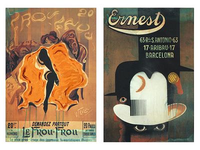 LOT OF FRENCH A M CASSANDRE WEILUC POSTERS ON CANVAS. A lot of two color posters printed on