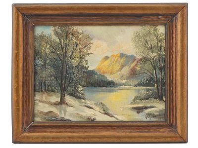 EUGENE LA FORET AMERICAN LANDSCAPE OIL PAINTING. Oil on board painting by Eugene La Foret, 1884