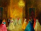 MANNER OF LUDWIG GSCHOSSMANN OIL PAINTING BALLROOM. Oil on canvas board painting. In the style Image - 1