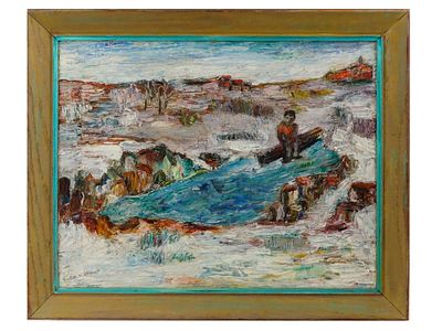 AMERICAN EXPRESSIONIST OIL PAINTING BY RUTH KRONICK. A vintage American Expressionist oil on