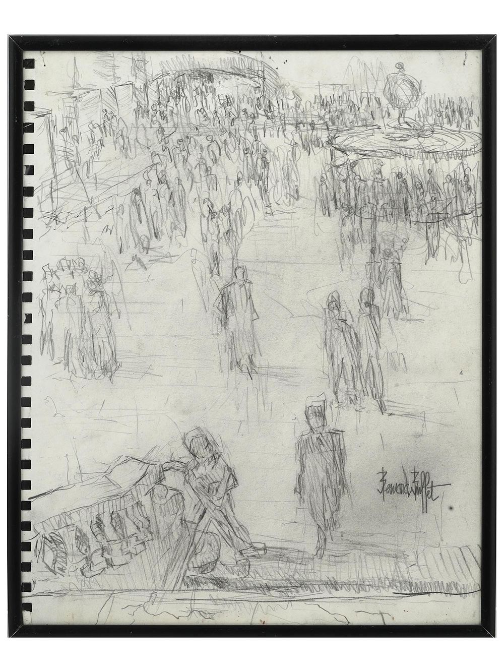 FRENCH SKETCH DRAWING AFTER BERNARD BUFFET. After Bernard Buffet, French, 1928 to 1999, a pen 