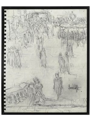 FRENCH SKETCH DRAWING AFTER BERNARD BUFFET. After Bernard Buffet, French, 1928 to 1999, a pen