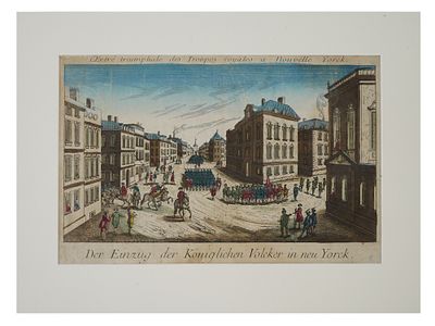 FRENCH ENGRAVING FRANZ HABERMANN TROOPS IN NEW YORK. Franz Xaver Habermann, German, 1721 to 1796 