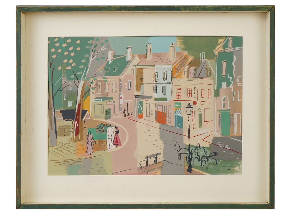 CHARLES COBELLE FRENCH CITYSCAPE COLOR LITHOGRAPH. Color lithograph on paper by Charles Cobelle 