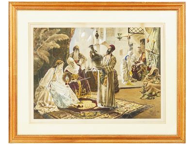 ANTIQUE COLOR LITHOGRAPH AFTER ETTORE SIMONETTI. An antique color lithograph on paper after 