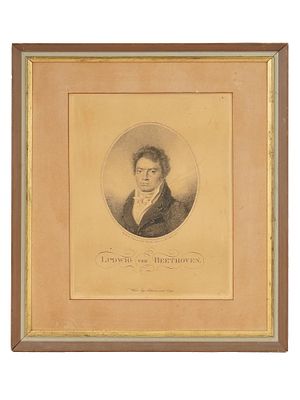 ANTIQUE COPPER ENGRAVING BY HOFEL BEETHOVEN PORTRAIT. An antique copper plate engraving 