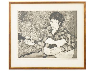 LIZA FONER AMERICAN MALE PORTRAIT LTD ED ETCHING. Etching on paper by Liza Foner, 1909 to 2005 