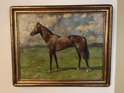 ALFRED MUNNINGS OIL ON BOARD PAINTING. The above dimensions are with the frame. Unframed, the 