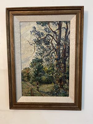 GIFFORD BEAL OIL ON BOARD PAINTING. The above dimensions are of the unframed board. Framed, it’s 