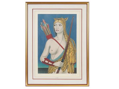 AMAZON LITHOGRAPH BY FELIX LABISSE SIGNED. Felix Labisse, French, 1905 to 1982, a limited 