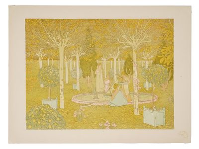 GASTON DE LATENAY FRENCH ART NOUVEAU LITHOGRAPH. Colored lithograph by Gaston de Latenay, 1859 