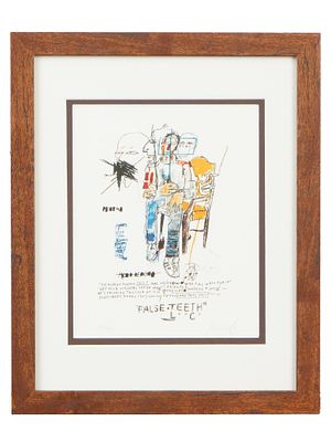 LITHOGRAPH PRINT SIGNED JEAN MICHEL BASQUIAT. A lithograph on paper signed Jean Michel Basquiat. 