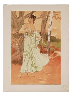 LESTAMPE MODERNE LITHOGRAPH POSTER ARTEMIS BY A DONNAY. A colored lithographed poster by A. 