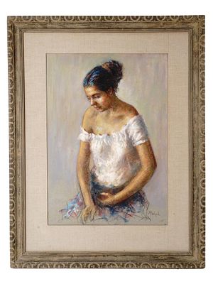 GIRL PORTRAIT PASTEL PAINTING ATTR TO RALPH AVERY. Attributed to Ralph Avery, American, 1907 to 