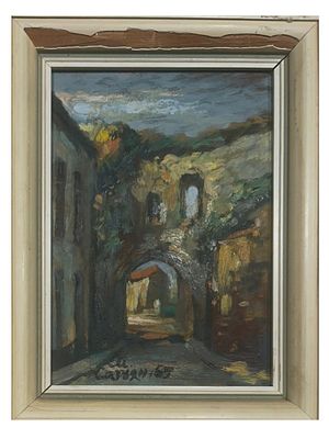 MARTIROS SARYAN ARMENIAN PAINTING LANDSCAPE WITH ARCH. Martiros Saryan, Armenian, 1880 to 1972 