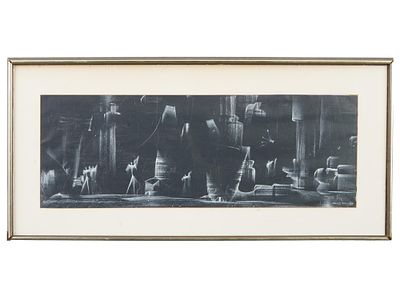 ABSTRACT PASTEL PAINTING BY VASSIL IVANOFF. Vassil Ivanoff, Bulgarian 1909 to 1975, a pastel on 