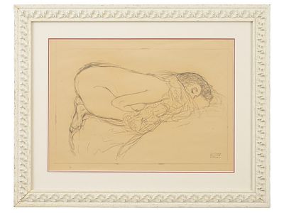 PENCIL PAINTING WOMAN PORTRAIT AFTER GUSTAV KLIMT. A pencil painting on paper after Gustav Klimt 