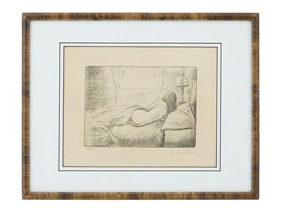 ATTR EDWARD HOPPER AMERICAN FEMALE NUDE ETCHING. Attributed to Edward Hopper, American, 1882 to
