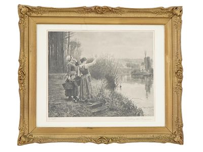 AMERICAN LITHOGRAPH AFTER DANIEL RIDGWAY KNIGHT. Monochrome offset lithograph on paper, after